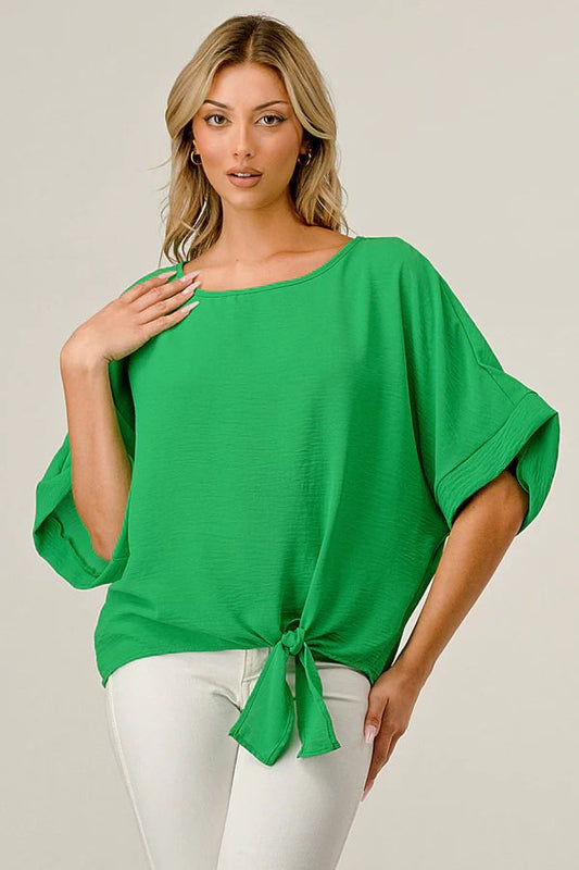 Green Side Tie Top