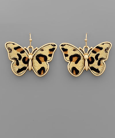 Leopard Butterfly Dangle Earrings