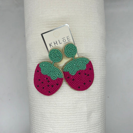 Strawberry Beaded Earrings