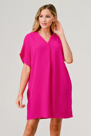 Hot Pink Curvy Shift Dress