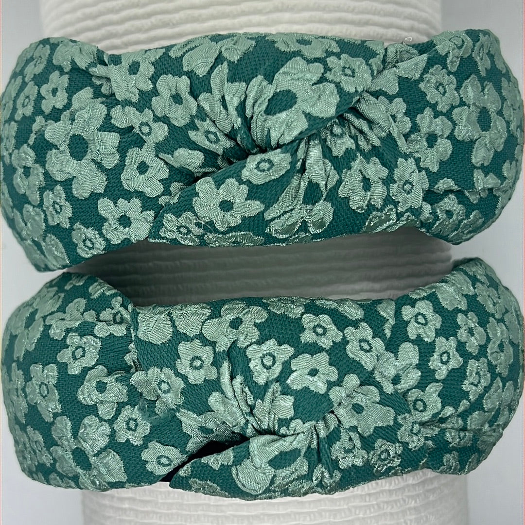 Green Tapestry Knotted Headband