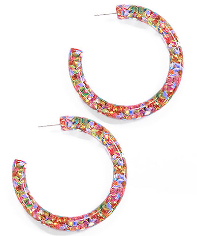 Large Pink Multicolor Resin Hoops