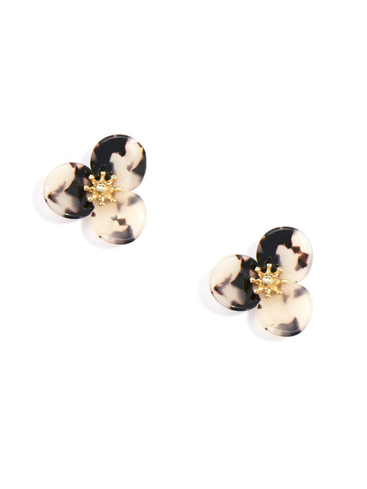 Tortoise Lotus Stud Earring