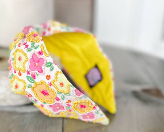 Floral Pink and Yellow Headband