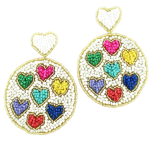 Multi Hearts and White Beaded Drops