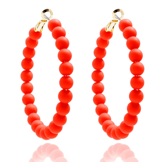 Flame Matte Beaded Hoop Earring