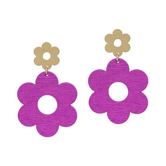 Gold and Fuchsia Wood Flower Drops