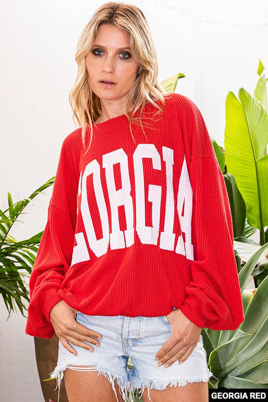 Red Georgia Comfy Oversize Graphic Sweatshirt
