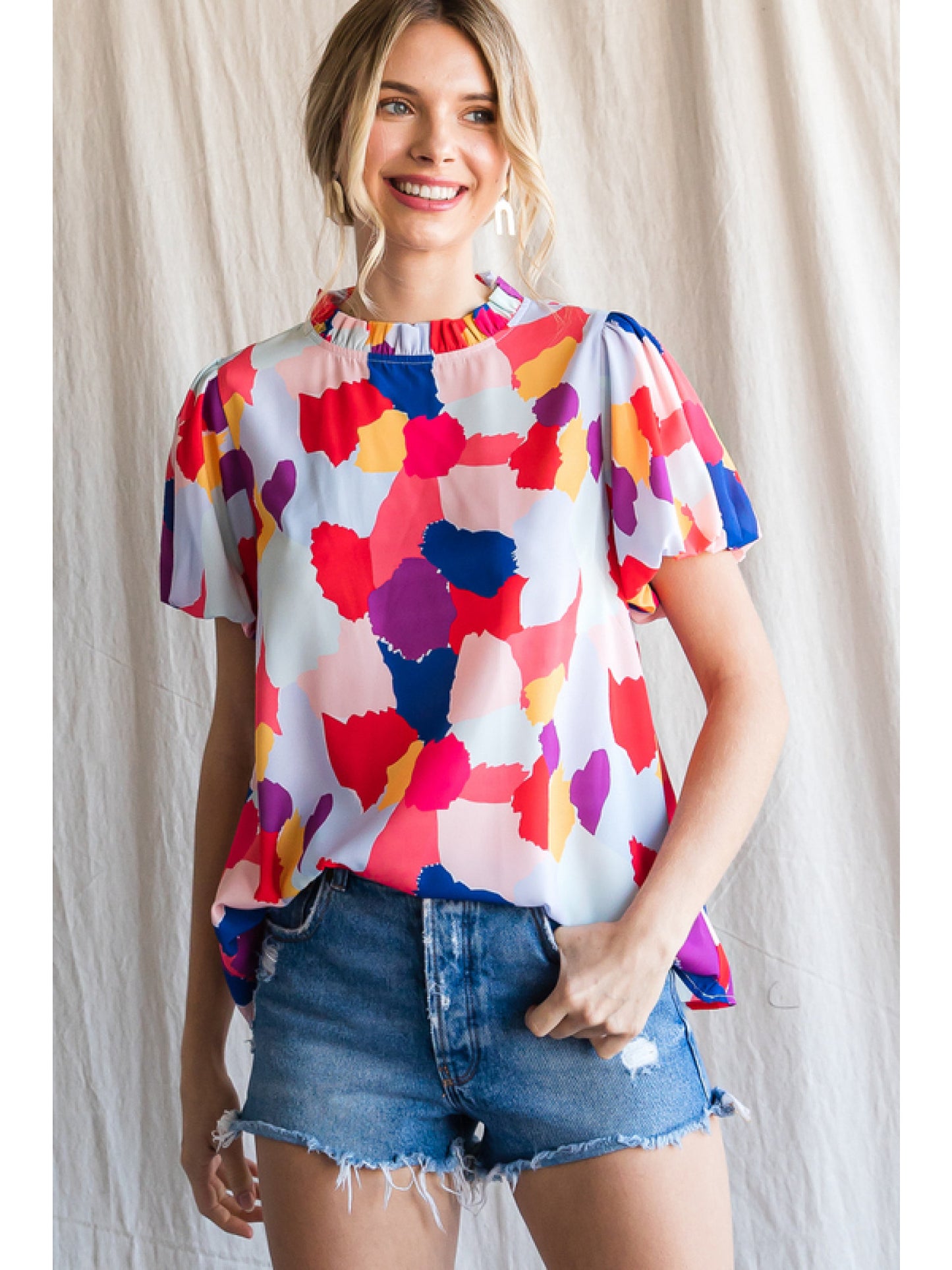 Colorful Cow Print Top