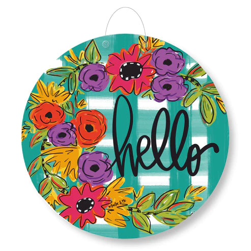 Hello Floral Door Hanger