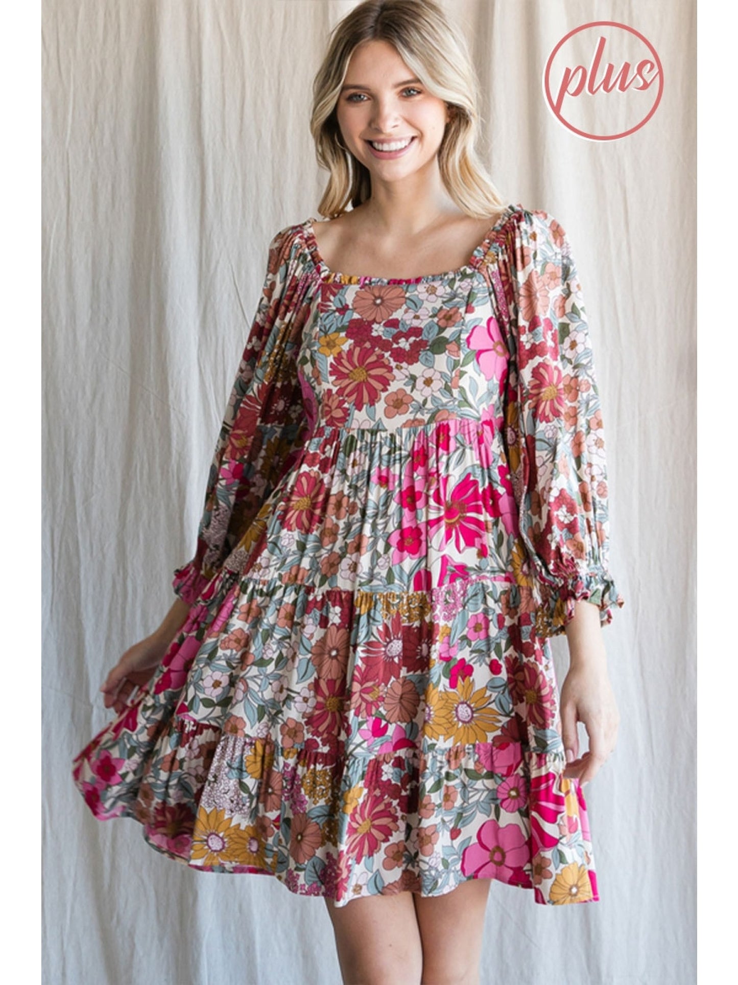 Hello Spring Floral Print Babydoll Dress