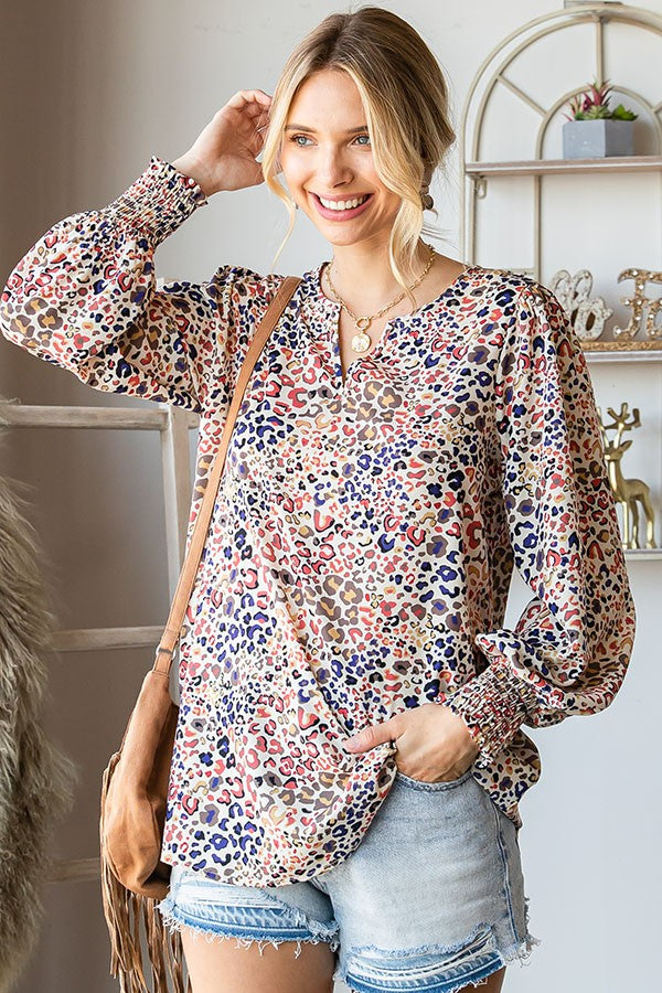 Multicolor Leopard Print Blouse