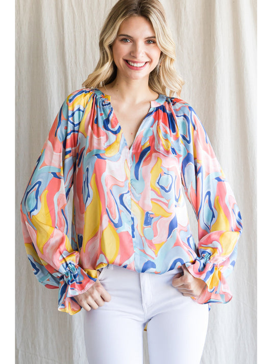 Swirled print top