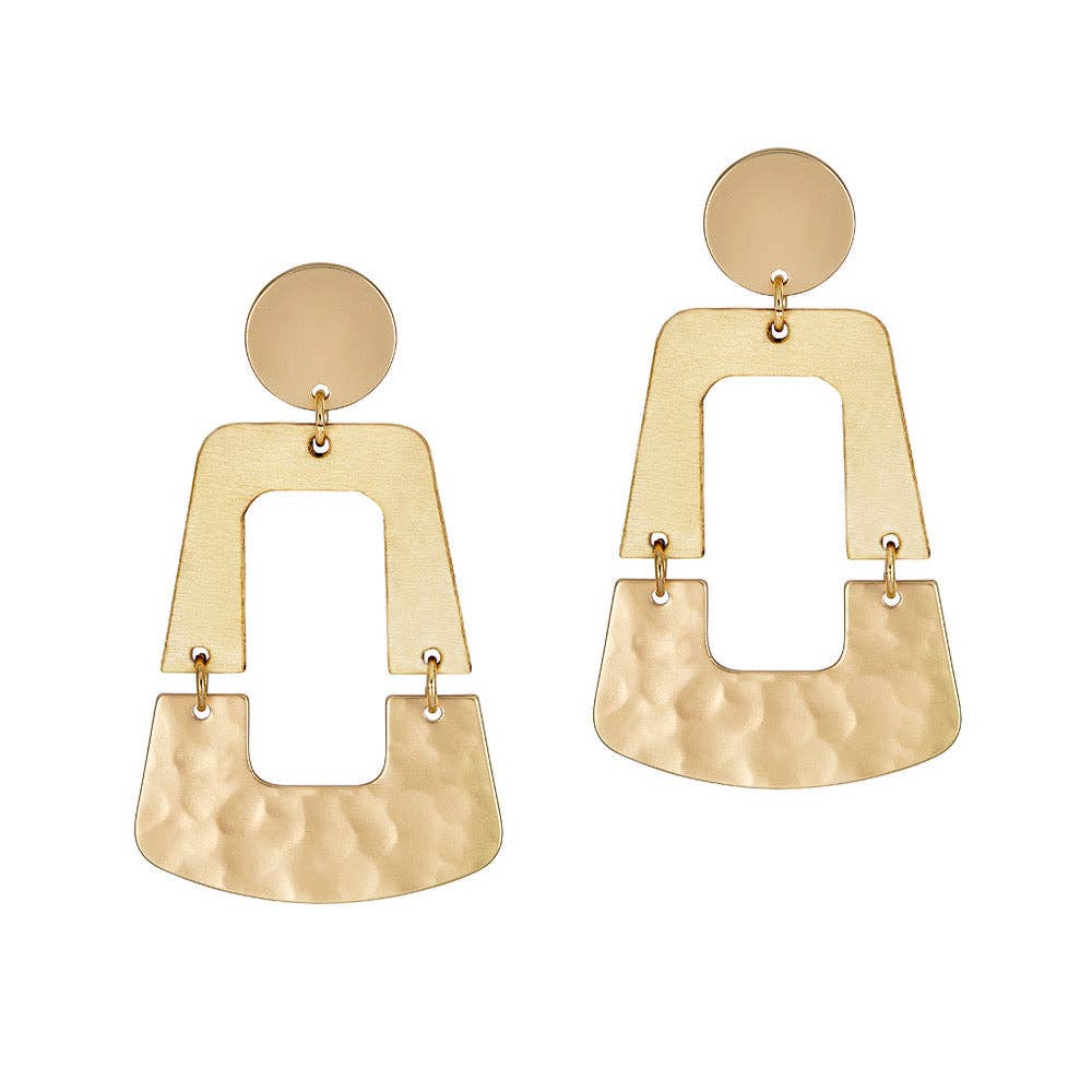 Birch and Gold Rectangular Drop Earrings