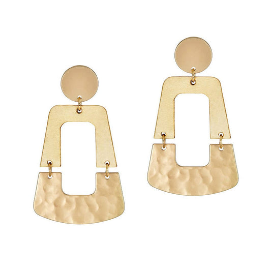 Birch and Gold Rectangular Drop Earrings