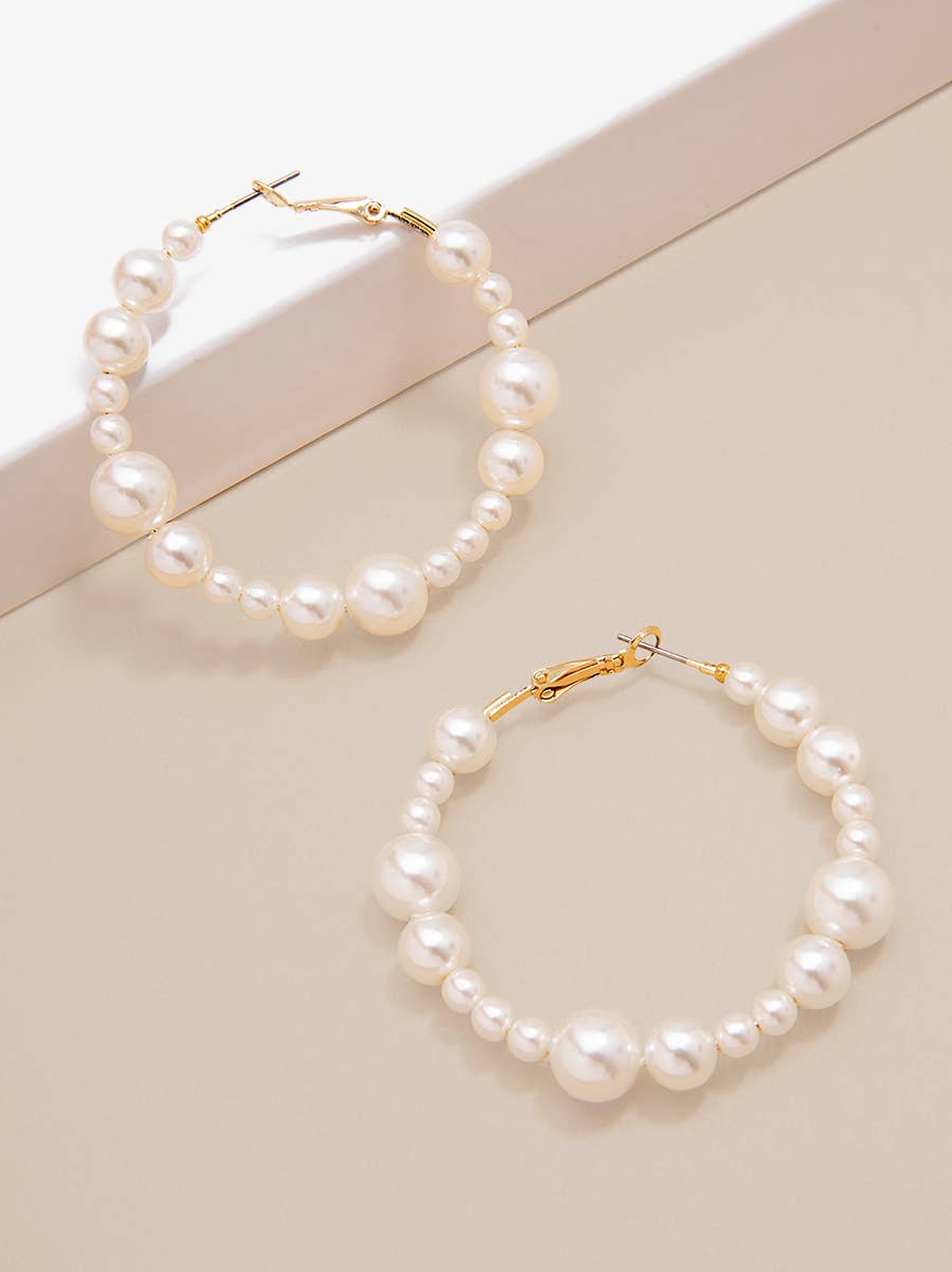 Beaded Pearl Statement Earrings