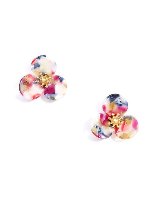 Tortoise Lotus Stud Earring