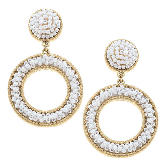 Talulah Beaded Circle Drop Earrings in White