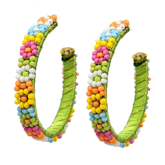 Multi Beaded Flower Hoops