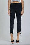 Mid-Rise Black Skinny Jeans With Fray