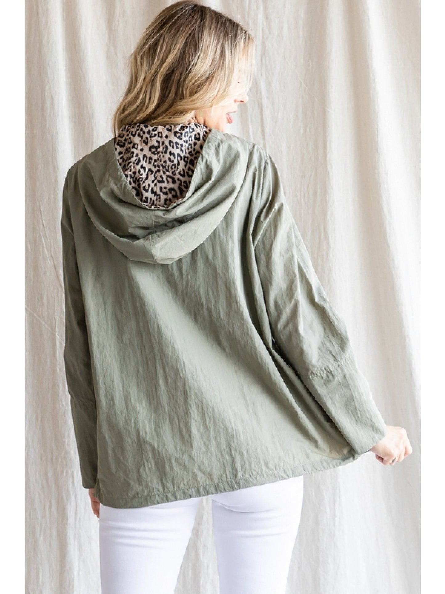 Get Wild Leopard Print Hoodie Windbreaker